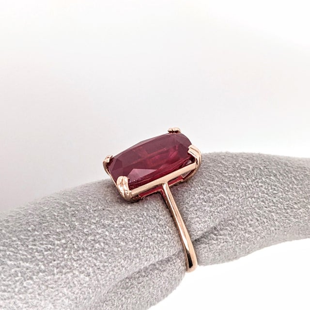 4.8ct Madagascar Ruby Solitaire Ring: Solid 14k Yellow Gold, Emerald Cut, Size 6.75 For Sale - Image 10 of 12