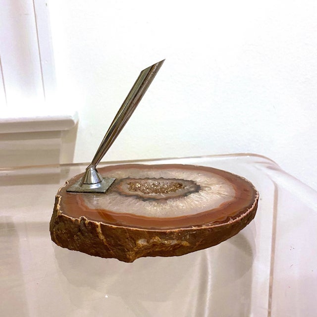 Vintage Brazilian Agate Slab Pen Holder For Sale - Image 11 of 11