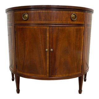 Vintage Johnson Furniture Demilune Mahogany Commode Buffet Server Hall Cabinet For Sale