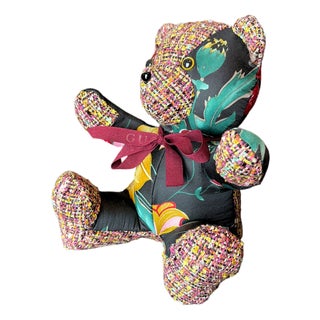 Gucci Fiori Nero Vintage Silk Scarf Tender Teddy Bear For Sale
