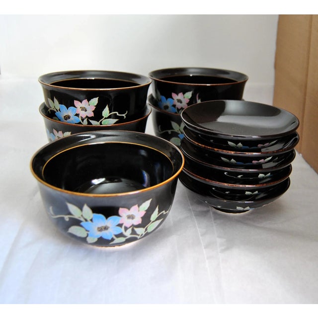 Authentic Cha-Kaiseki Lidded Japanese Soup or Rice Bowls- Set of 5 For Sale In Salt Lake City - Image 6 of 12
