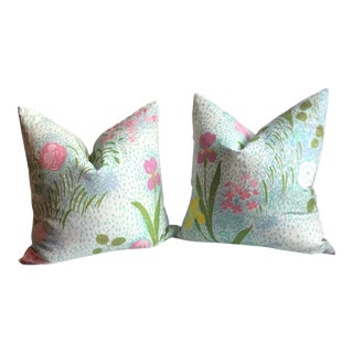 Late 20th Century Brunschwig & Fils Paule Marrot Fabric Down and Feather Pillows- a Pair For Sale