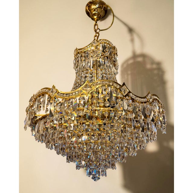 Large Hollywood Regency Crystal Chandelier, Italy, 1965-1975 For Sale - Image 4 of 6