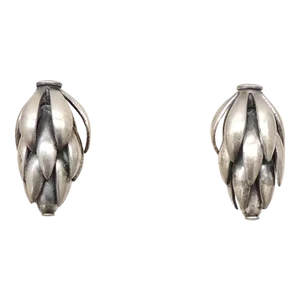 1954 Vintage Signed Napier Ad Piece Silvertone Wheat Sheaf Clip Earrings, a Pair