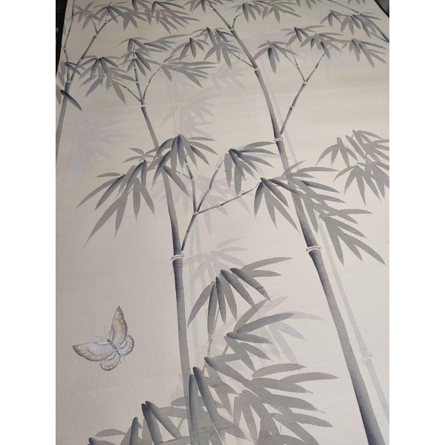 Not Yet Made - Made To Order Beige Bamboo Chinoiserie Mural | 4-Panel Hand-Painted Wallpaper For Sale - Image 5 of 6