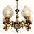 Vintage Empire Victorian French 5-Arm Brass Lion Head Chandelier with Etched Globes and Crystal Glass, 1950s For Sale - Image 6 of 17
