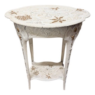 Garden Table in Cast Iron with Gilt Details For Sale