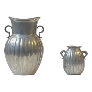 Art Deco Vases in Pewter from Just Andersen, 1940s, Set of 2 For Sale