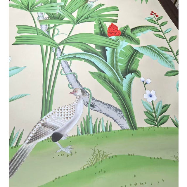 Chinoiserie Hand Painted Chinoiserie Botanical Wallpaper Mural | Luxury Custom Wall Decor For Sale - Image 3 of 6