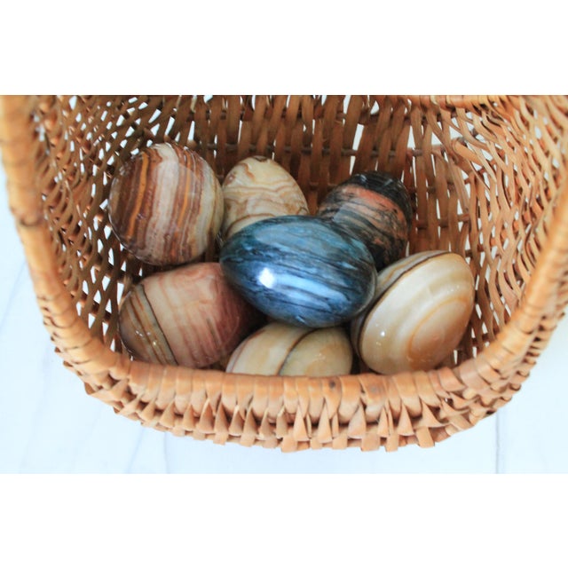 Brown Vintage Polished Marble Stone Eggs S/7 For Sale - Image 8 of 9