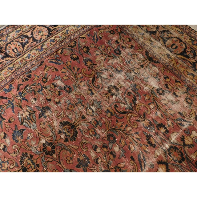 Pink 1920s Vintage Distressed Persian Rug For Sale - Image 8 of 13