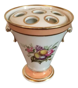 18th Century English Georgian Derby Porcelain Bough Pot Flower Frog Vase Puce Mark 1800