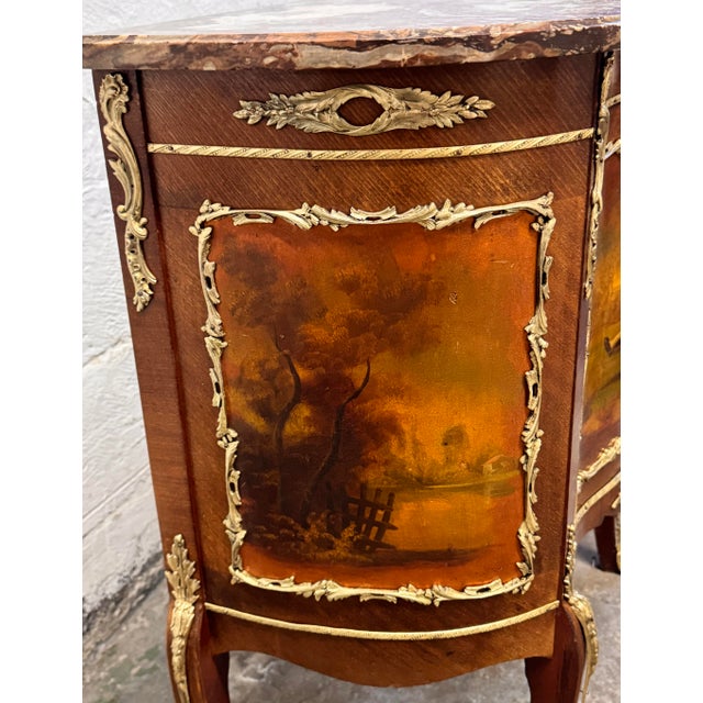 Early 20th Century Pair of French Vernis Martin Style Hand-Painted Commodes For Sale - Image 16 of 17
