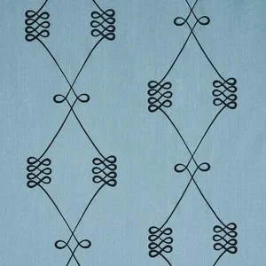 Schumacher Nicolette Embroidery Fabric in Dusty Blue
