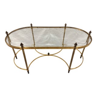 Mid 20th Century Hollywood Regency Style Jansen Brass Coffee Table in Maison Baguès France For Sale
