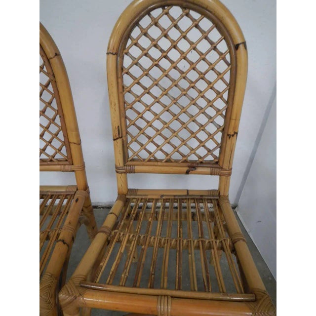 Tan Set of Bamboo Chairs, Italy, 1970s For Sale - Image 8 of 10