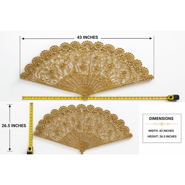 Mid-Century Modern Vintage Burwood Hollywood Regency Gold Fan Wall Sculpture, 43"w For Sale - Image 3 of 12