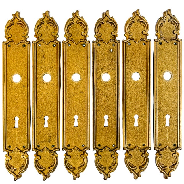 Brass French Parisian Louis XV Style Brass Door Backplates / Escutcheons - A Pair For Sale - Image 8 of 8