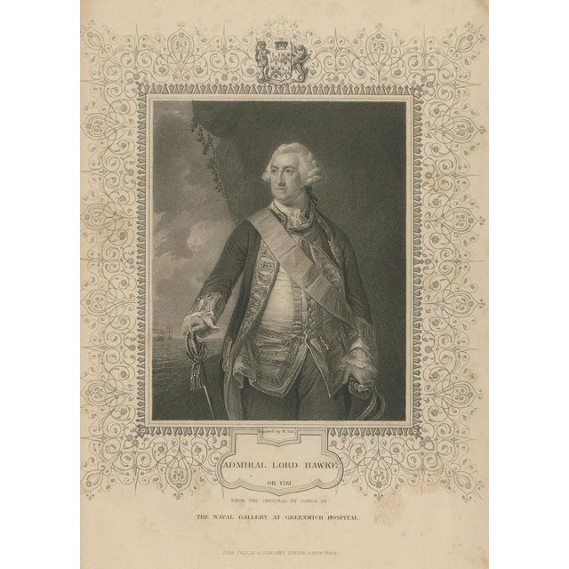 Antique Portrait Admiral Lord Hawke – British Naval Hero Engraving c.1850 A finely executed and highly decorative mid-19th...