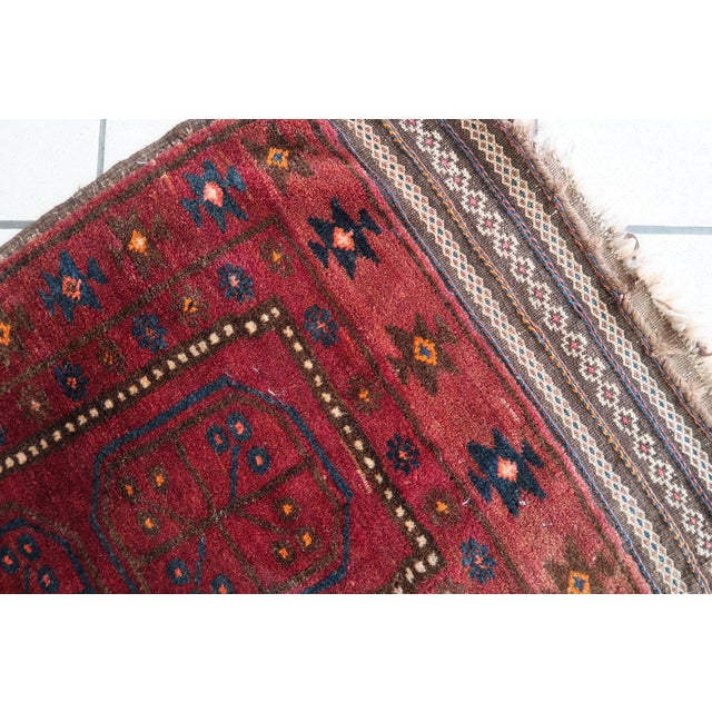 Textile 1950s, Handmade Vintage Afghan Baluch Rug 2' X 3.5' For Sale - Image 7 of 13