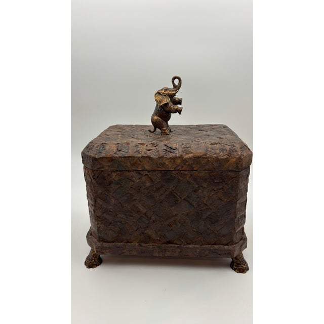Brass Vintage Maitland-Smith Decorative Elephant Hinged Box/Chest, Handmade in the Philippines. For Sale - Image 8 of 8