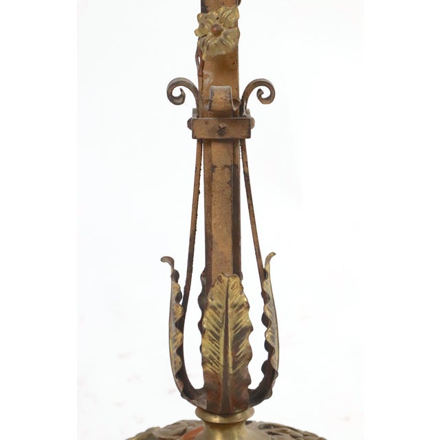 Brass Early 20th Century Victorian Brass Foliate Candelabra Floor Lamp For Sale - Image 8 of 9