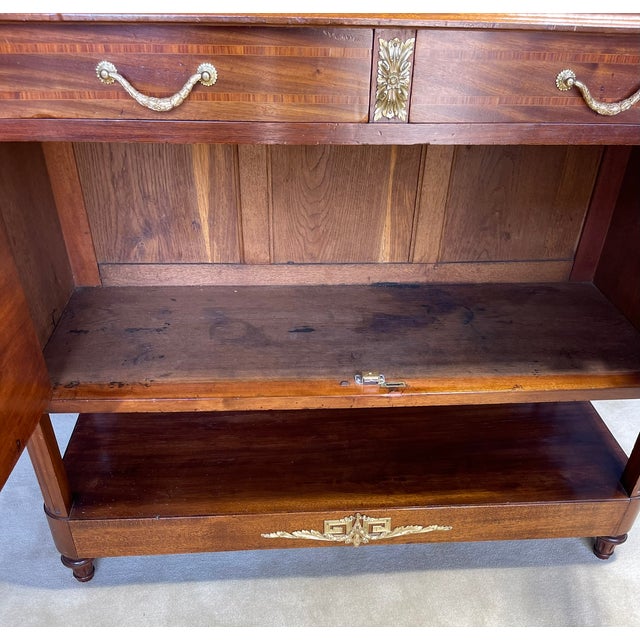 1930s Marble and Mirrored Top French Server With Gilt Bronze Ormolu For Sale - Image 11 of 12
