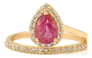 1 Carat Flaoting Ruby Diamond Halo Contemporary Ring in 14k Yellow Gold Size 7