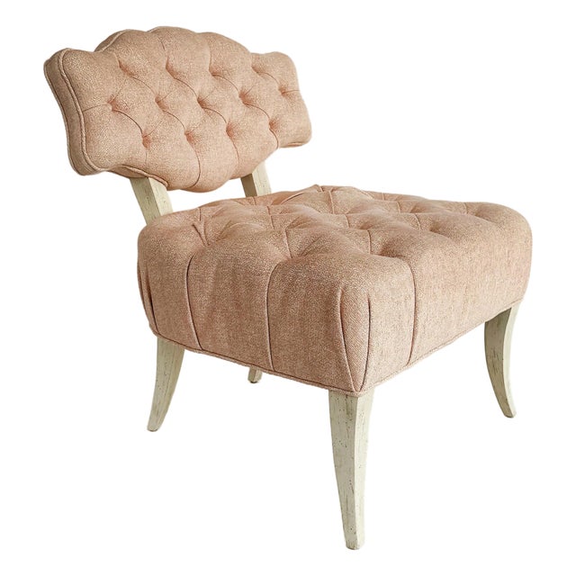 Hollywood Regency Panteges Tufted Chair, Ambella Home Collection, American Made For Sale