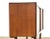 A mid century modern teak three door sliding credenza with two adjustable shelves and two small drawers lined with felt....