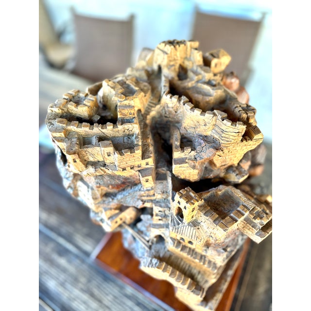 Monumental Early 20th Century Olivewood Root Architectural Sculpture of Ancient Jerusalem For Sale - Image 9 of 18