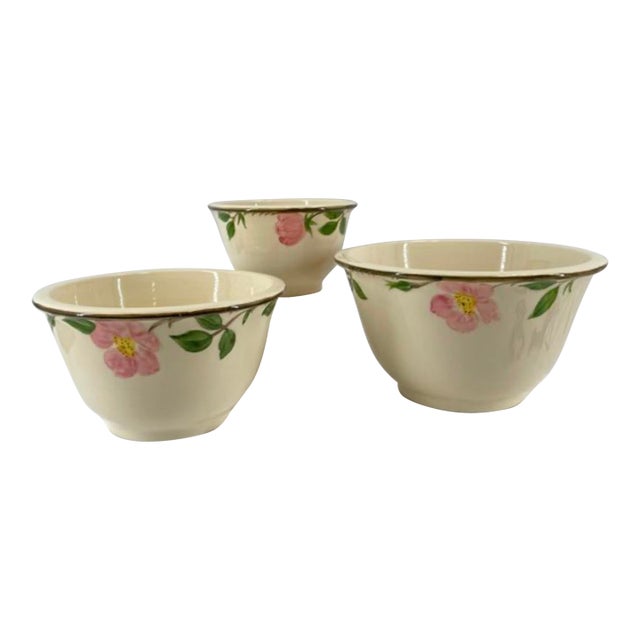 Rare 1950s Franciscan Desert Rose Nesting Bowls - Set of 3 (Made in Usa) For Sale