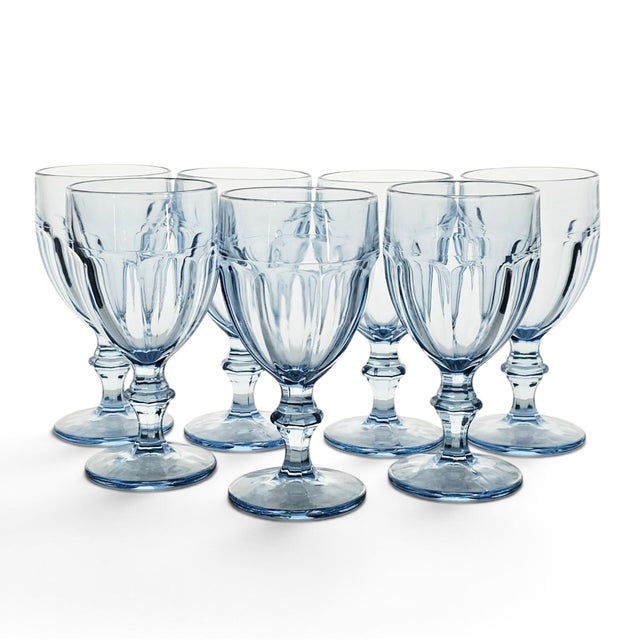 Mid 20th Century Libbey Gibraltar Misty Blue DuraTuff Goblets Set of 7 For Sale In San Francisco - Image 6 of 15