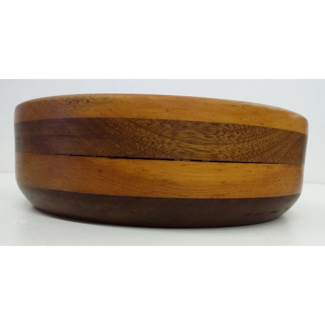 Primitive Artisan Hand Turned Dough Wood Bowl For Sale - Image 4 of 9