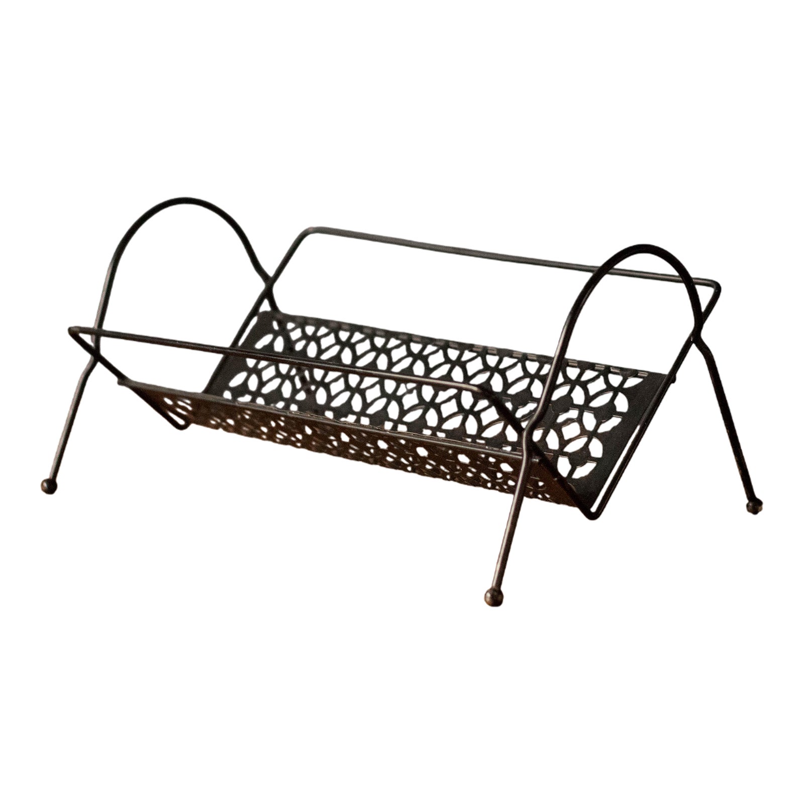 Mid Century Modernist Black Metal Magazine Rack Lp Record Holder | Chairish