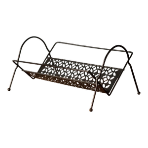 Mid Century Modernist Black Metal Magazine Rack Lp Record Holder