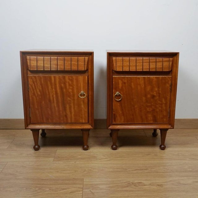 Brown Mid-Century Bedside Cabinets by Heals of London, 1950s For Sale - Image 8 of 8