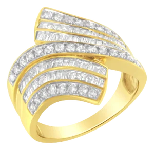 10K Yellow Gold Diamond Bypass Ring (1 1/7 Cttw, I-J Color, I1-I2 Clarity) - Size 7-1/2