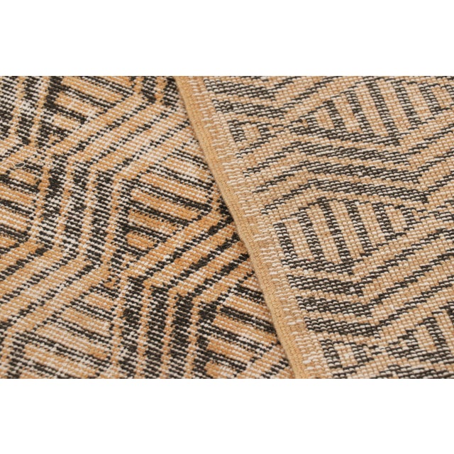 Beige Vintage Zeki Müren Rug in Gold With Brown Geometric Patterns, From Rug & Kilim For Sale - Image 8 of 8