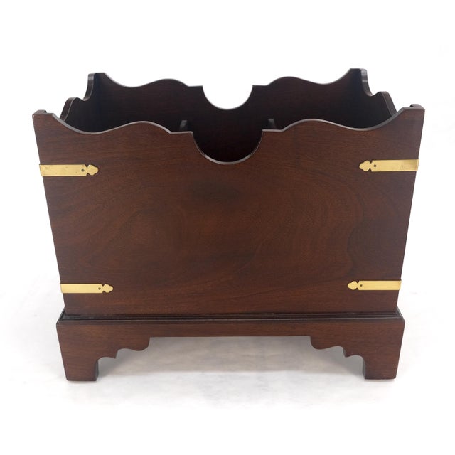 Wood Large Chippendale Campaign Style Mahogany Brass Magazine Rack c1970s MINT For Sale - Image 7 of 14