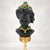 Traditional Antique Edwardian Hand-Carved Blackamoor Lady Stick Gold Pin With Emerald Crown For Sale - Image 3 of 5