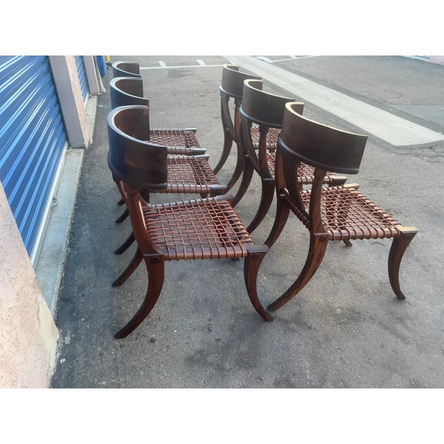 Mid Century Modern Solid Walnut Klismos Dining Chairs For Sale - Image 4 of 14
