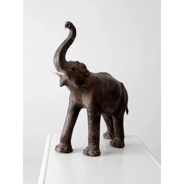 Rustic Antique Leather Elephant For Sale - Image 3 of 13