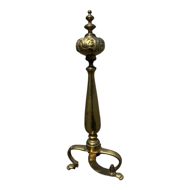 Antique 1920s Brass Fireplace Andirons Pair Refurbished Colonial Hearth Decor For Sale - Image 14 of 18