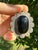 Vintage Taxco Mexico Sterling Silver Black Onyx Flower Pendant For Sale - Image 10 of 12