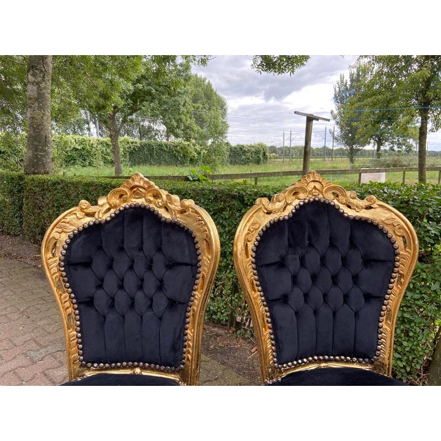1970s Italian Baroque Gold Velvet Dining Set - 5 PCS For Sale - Image 10 of 18