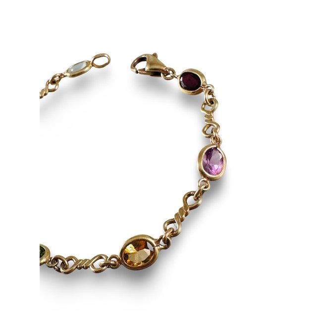 Contemporary 14k Gold Gemstone Link Bracelet Made in Italy For Sale - Image 3 of 5