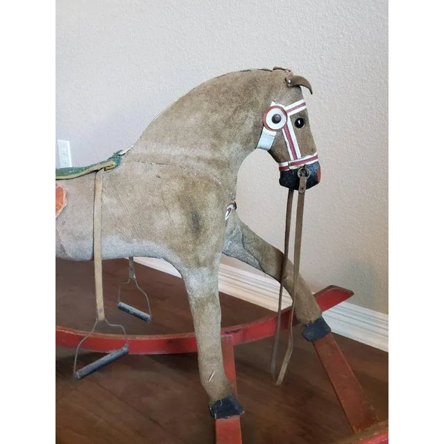 Antique American Carved & Painted Early Rocking Horse For Sale - Image 4 of 9