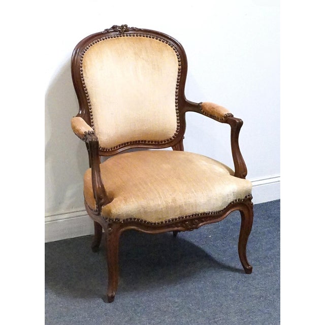HIGH END VINTAGE Walnut Louis XV French Provincial Accent Arm Chair Cannot identify manufacturer, but comparable in...