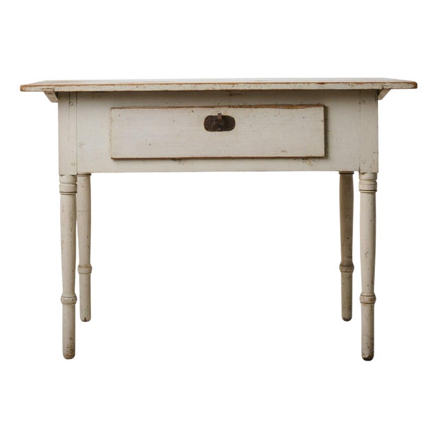 Swedish Folk Art Country House Side Table with Drawer For Sale